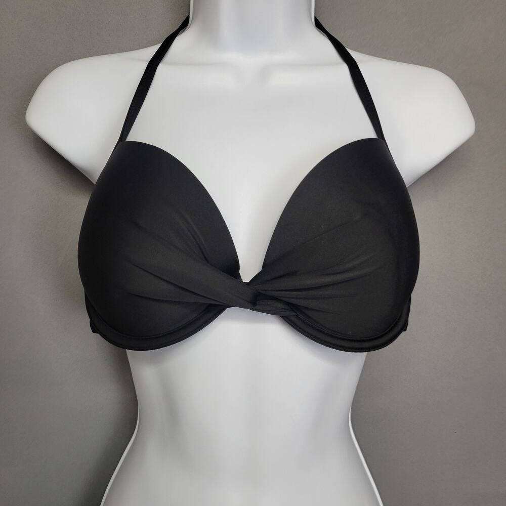 Aerie Pushup Halter Bikini Swimwear Top Womens 34D Black Twist Underwire Pad New